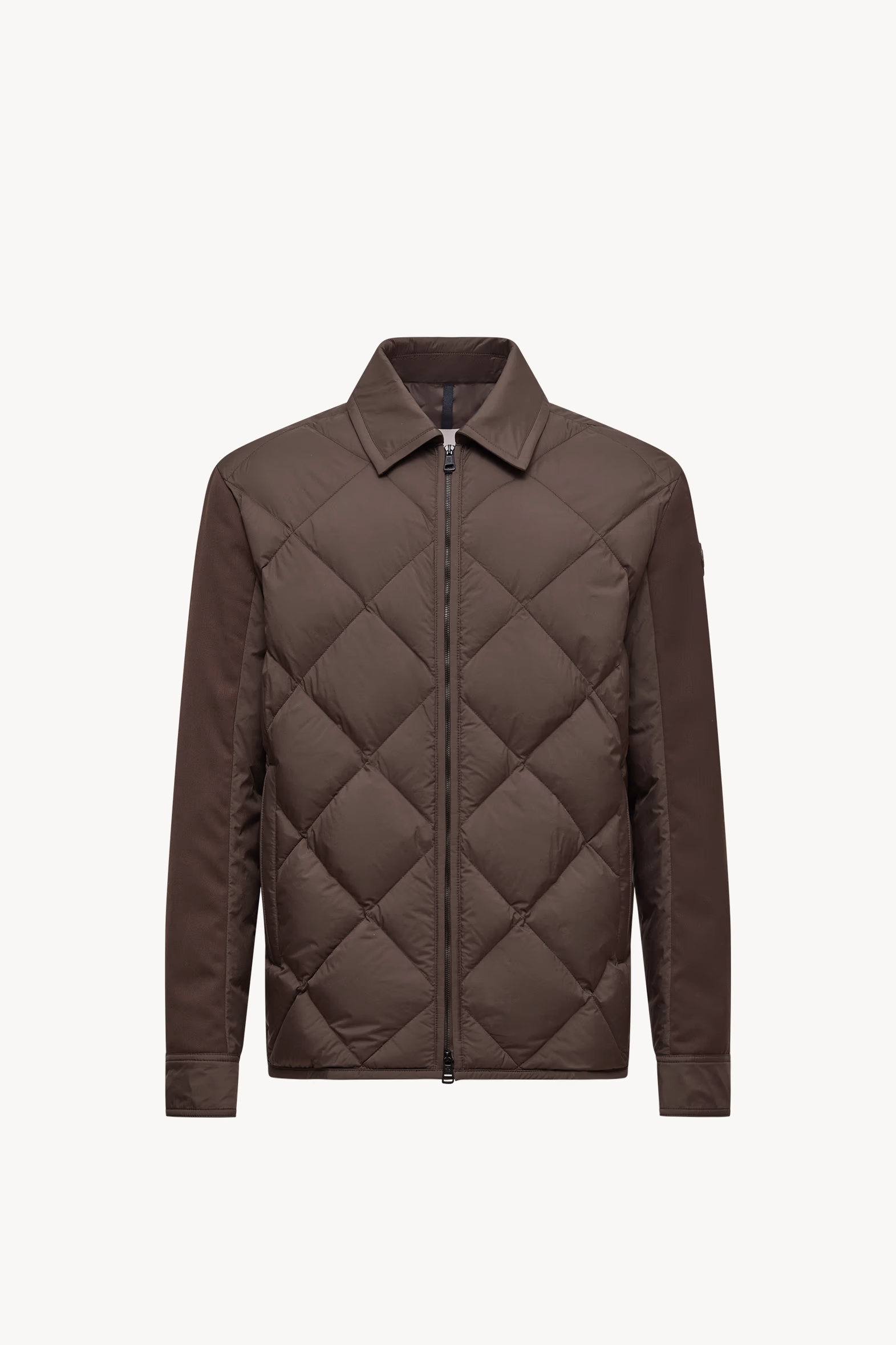 Aiguille Diamond-Quilted Down Shirt Jacket Men Brown Moncler 2